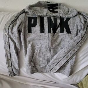 Pink full zip grey jacket